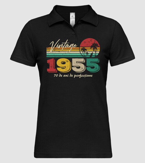 VINTAGE 1955 model negru pe tricou