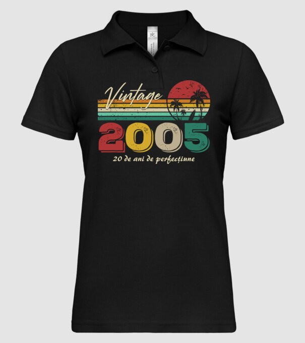VINTAGE 2005 model negru pe tricou