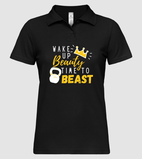 Wake Up Beauty Time To Beast model negru pe tricou