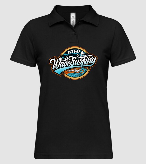 WaveSurfing model negru pe tricou