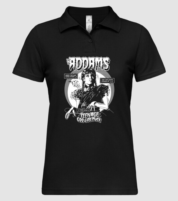 WEDNESDAY ADDAMS TEENAGE GOO GOO MUCK model negru pe tricou