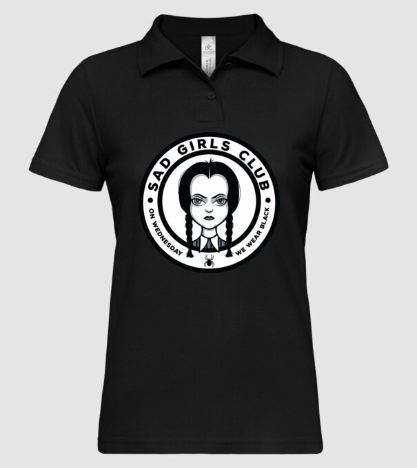 WEDNESDAY Sad Girls Club model negru pe tricou