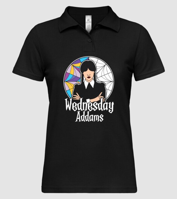 Wednesday Window colorful model negru pe tricou
