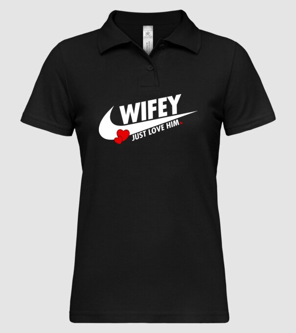 Wifey Just love him alb model negru pe tricou