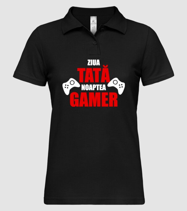 ziua tată noaptea gamer model negru pe tricou