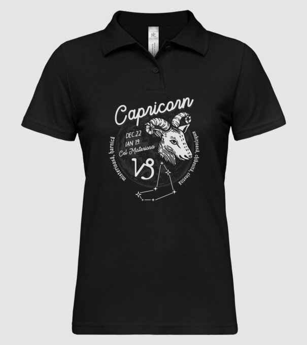 Zodiac femeie CAPRICORN retro model negru pe tricou