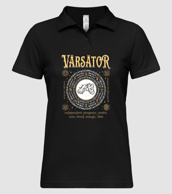 Zodiac bărbat VĂRSĂTOR golden model negru pe tricou