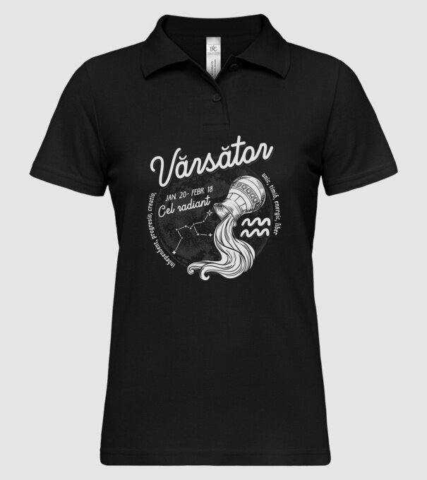 Zodiac bărbat VĂRSĂTOR retro model negru pe tricou