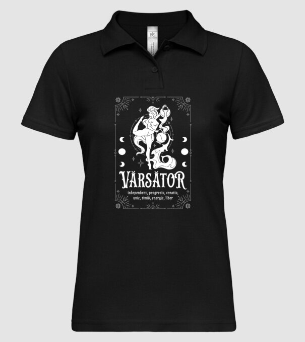 Zodiac bărbat VĂRSĂTOR white model negru pe tricou