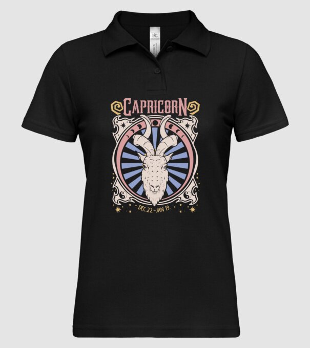 Zodiac Vintage CAPRICORN model negru pe tricou