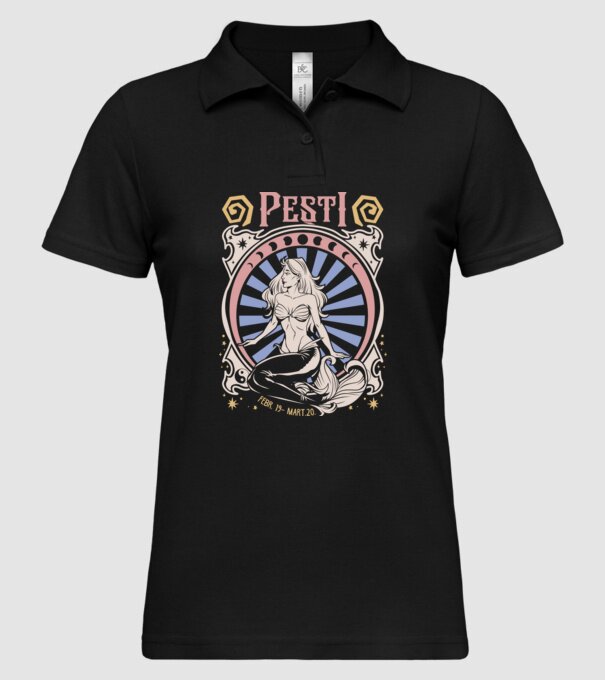 Zodiac Vintage PEȘTI model negru pe tricou