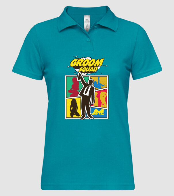 Comic Groom Squad model turcoaz pe tricou