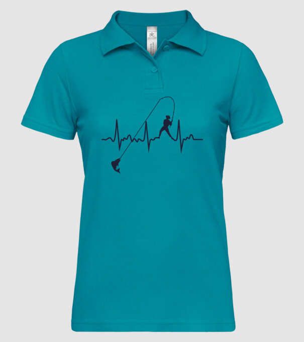 fishing heartbeat model turcoaz pe tricou