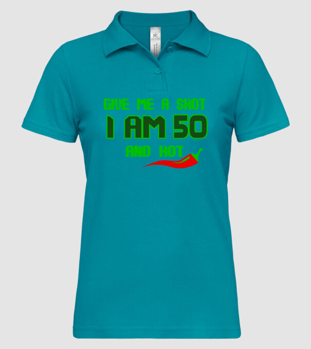 Give me a shot - 50 model turcoaz pe tricou
