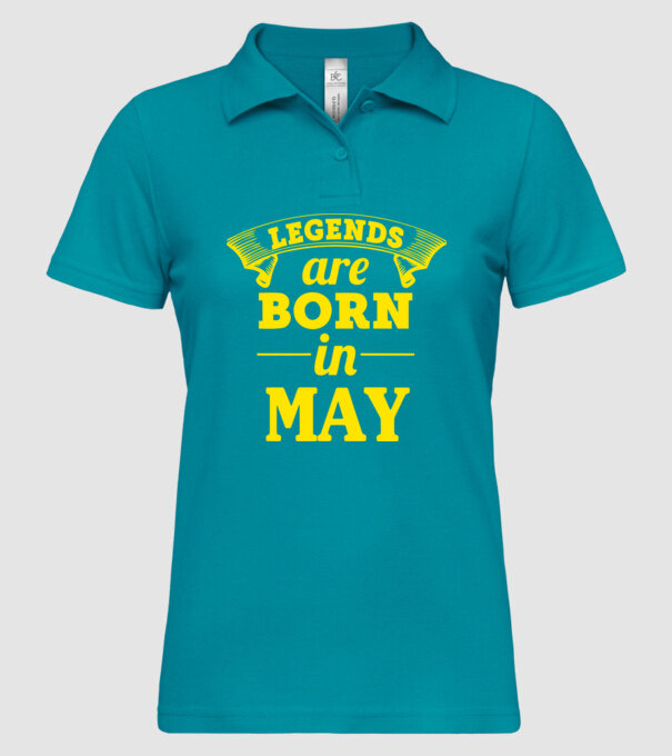 Legends are born in May model turcoaz pe tricou