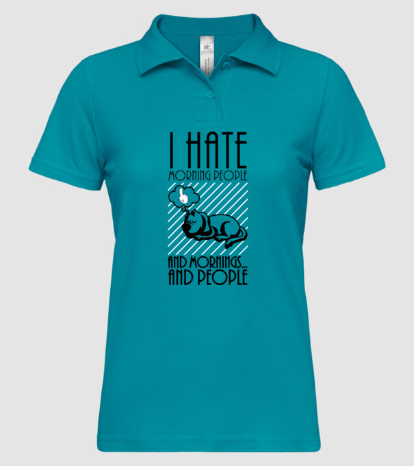 Urăsc dimineața model turcoaz pe tricou