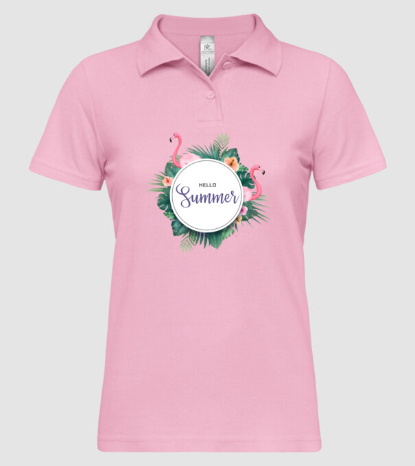 Hello summer model roz deschis pe tricou