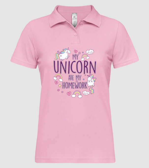 My unicorn ate my homework model roz deschis pe tricou