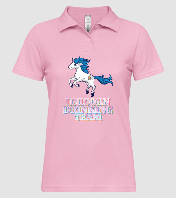 Unicorn drinking team model roz deschis pe tricou