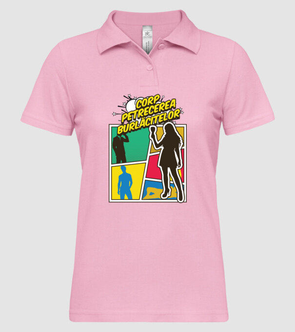 corp petrecerea burlăcitelor model roz deschis pe tricou