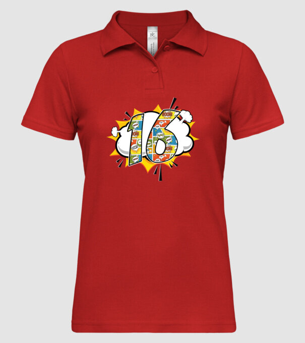 Birthday Comic Number 16 model roșu pe tricou