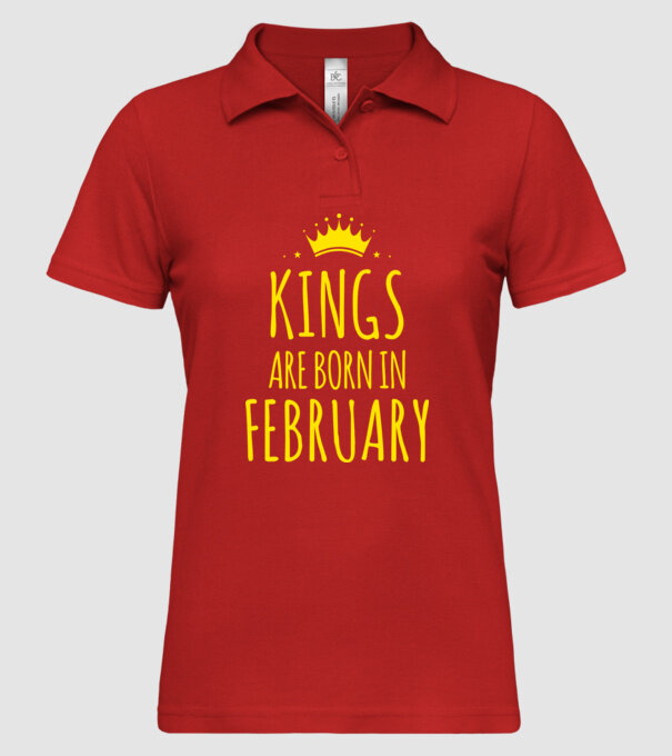 Kings are born in - February model roșu pe tricou