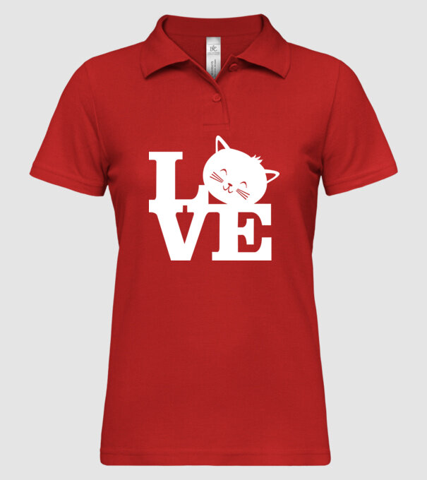 Love Pisică model roșu pe tricou