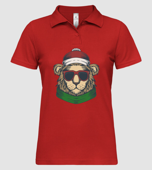Leu Moș Crăciun model roșu pe tricou