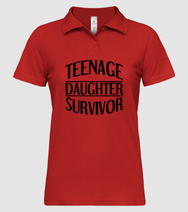 teenage daughter survivor model roșu pe tricou