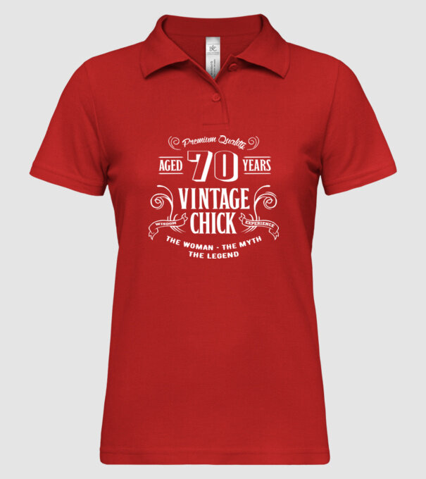 Vintage chick - 70 model roșu pe tricou