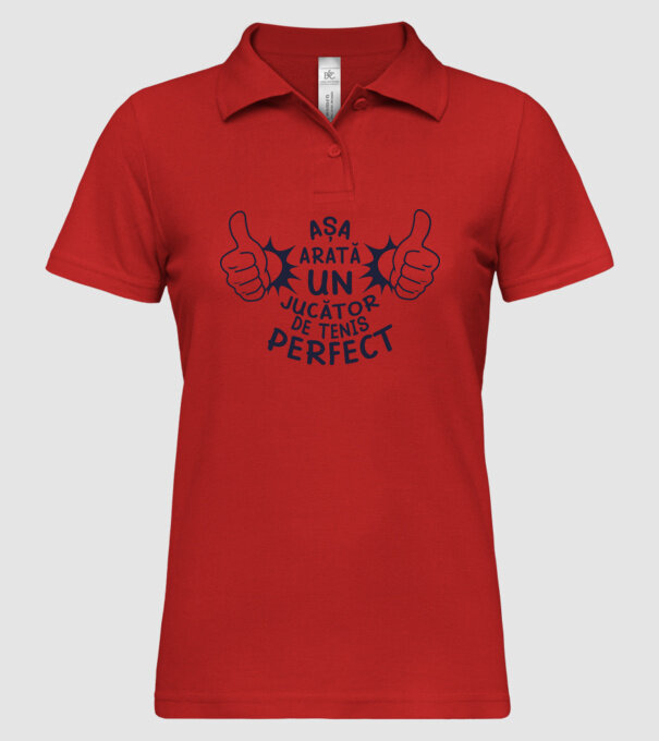 Așa arată un JUCĂTOR DE TENIS perfect model roșu pe tricou