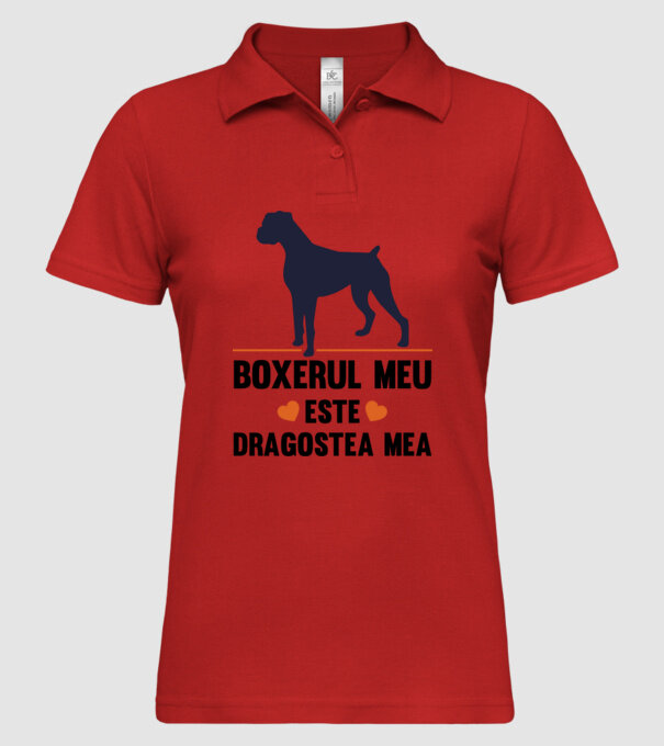 boxerul meu este dragostea mea model roșu pe tricou