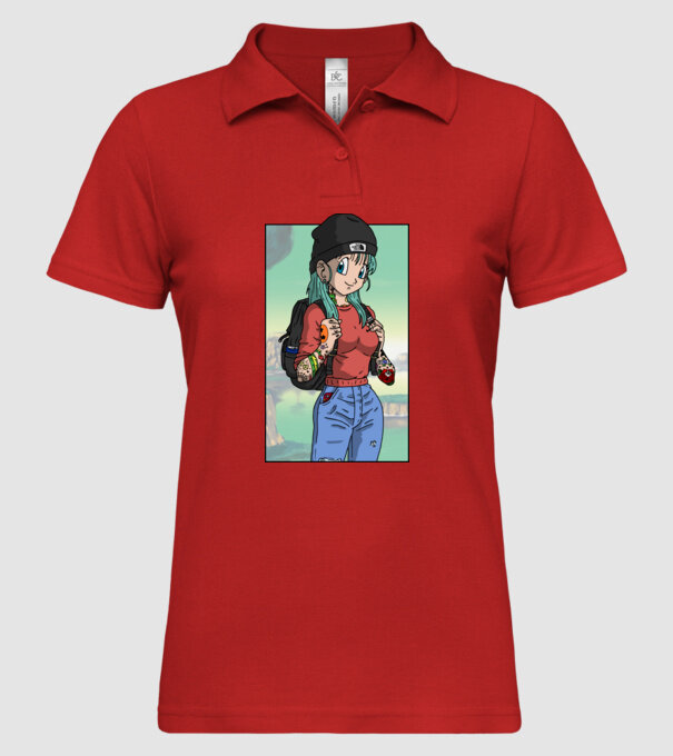 dragon ball bulma model roșu pe tricou