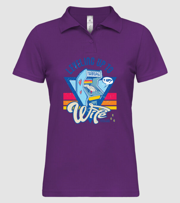Retro gamer engaged level up to wife model mentă pe tricou