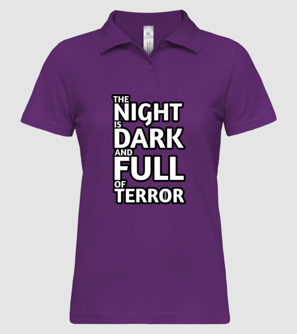 The night is dark and full of terror model mentă pe tricou