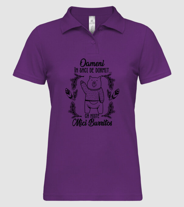 oameni în saci de dormit... ca niște mici burritos model mentă pe tricou