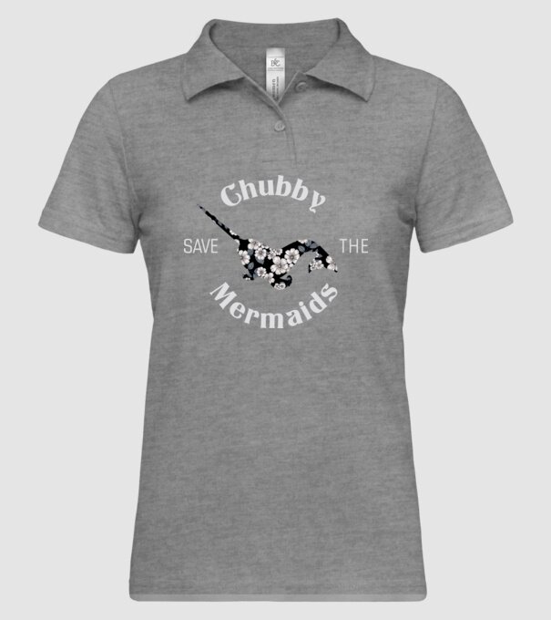 Chubby mermaid model gri pe tricou