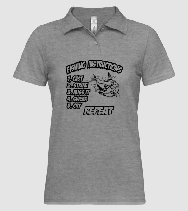 Fishing instructions model gri pe tricou