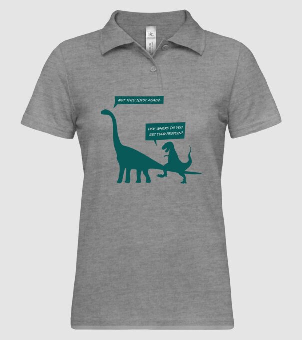 idiot dinosaur vegan model gri pe tricou