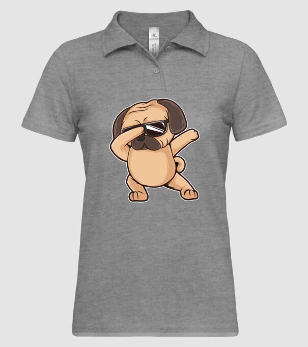 Mops DAB model gri pe tricou