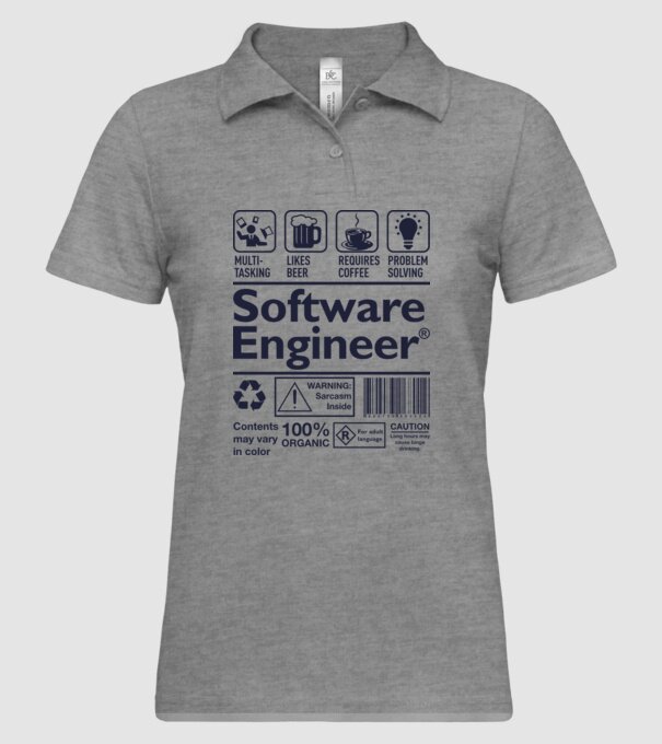 Software Engineer model gri pe tricou