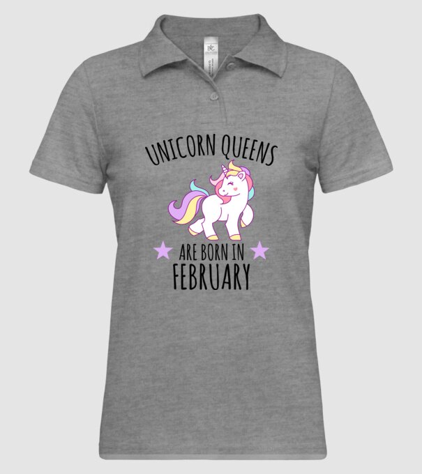 Unicorn queens are born in - February model gri pe tricou