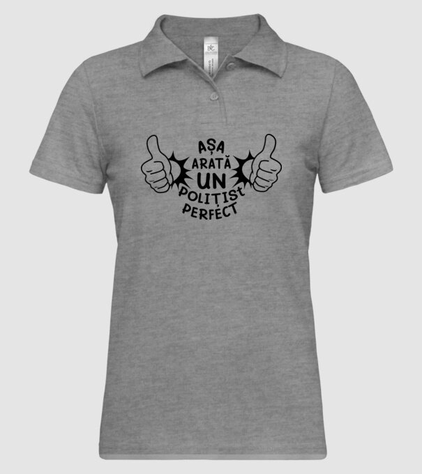 Așa arată un POLIȚIST perfect model gri pe tricou