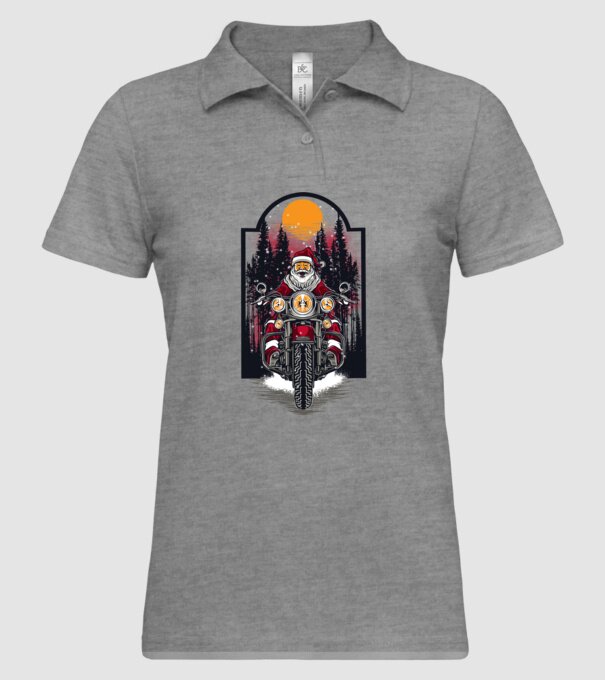 Motor santa model gri pe tricou