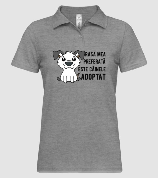 Rasa mea preferată este câinele adoptat model gri pe tricou