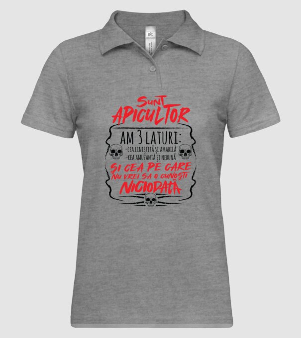 sunt apicultor am 3 laturi model gri pe tricou