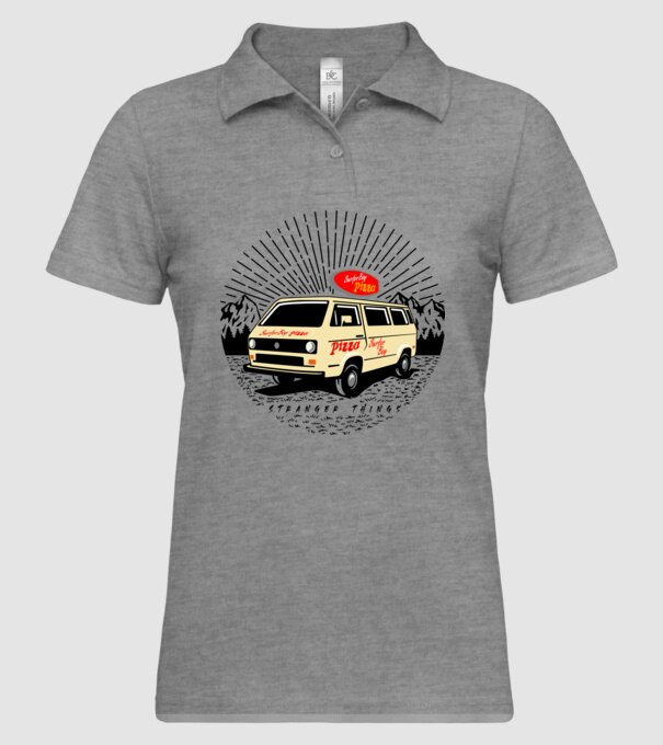 surfer boy pizza bus stranger things model gri pe tricou