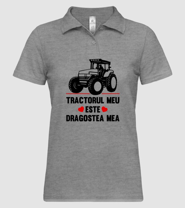 tractorul meu este dragostea mea model gri pe tricou