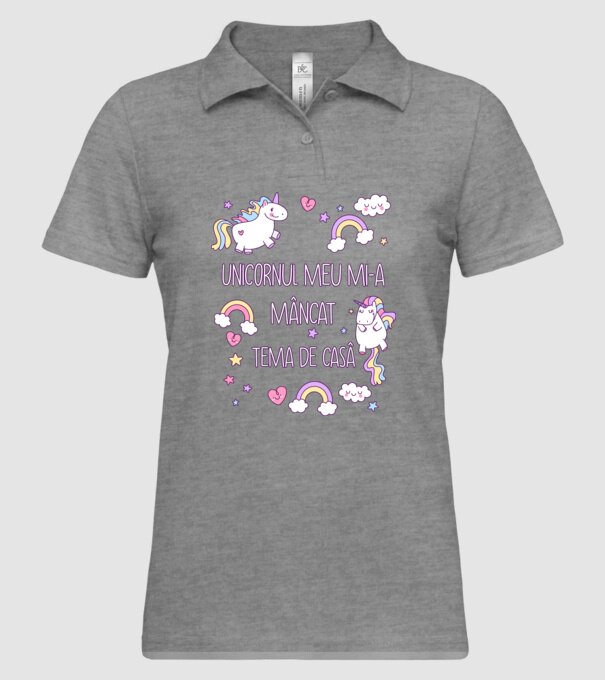 Unicornul meu mi-a mâncat tema de casă model gri pe tricou