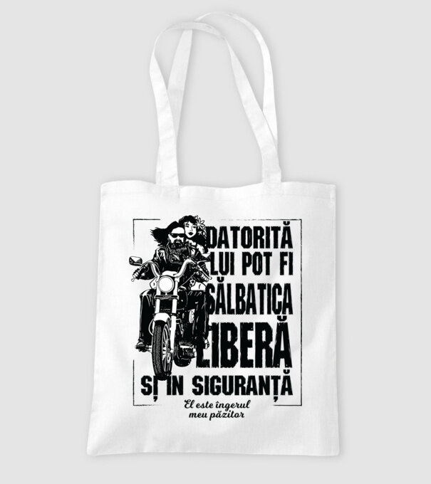 datorită lui pot fi sălbatică, liberă și în siguranță - el este îngerul meu păzitor model alb pe tricou